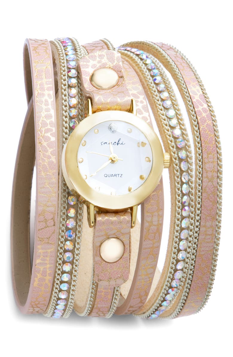 SAACHI Faux Leather Strap Watch, Main, color, 