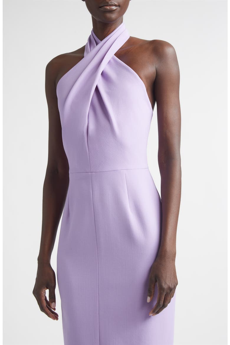 Twisted Halter Stretch Wool Midi Dress, Alternate, color, VIOLETA