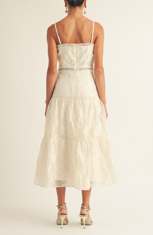 Arose Studio Sam Floral Jacquard Tiered Organza Midi Dress In White