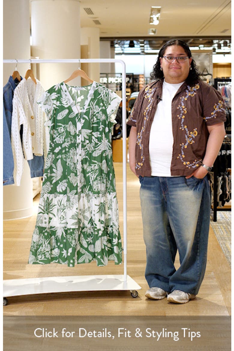 Amazonia Print Cotton Poplin Midi Shirtdress video