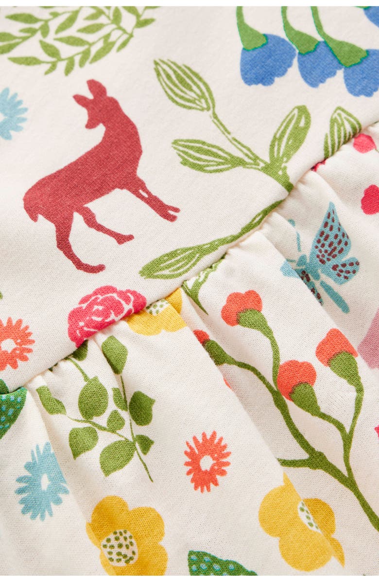 Mini Boden Kids' Woodland Print Long Sleeve Cotton Jersey Dress, Alternate, color, Soft Ivory Woodland Walk