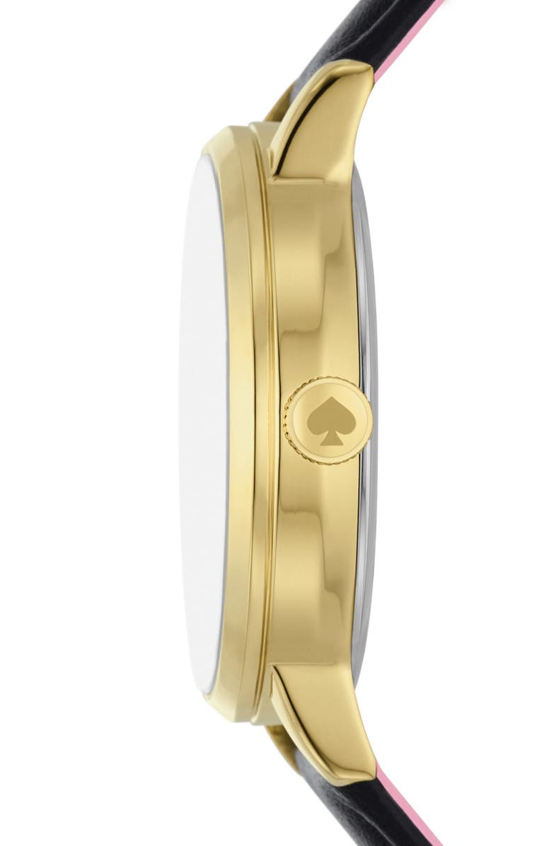 Kate Spade New York metro poodle leather strap watch, 34mm, Alternate, color, 