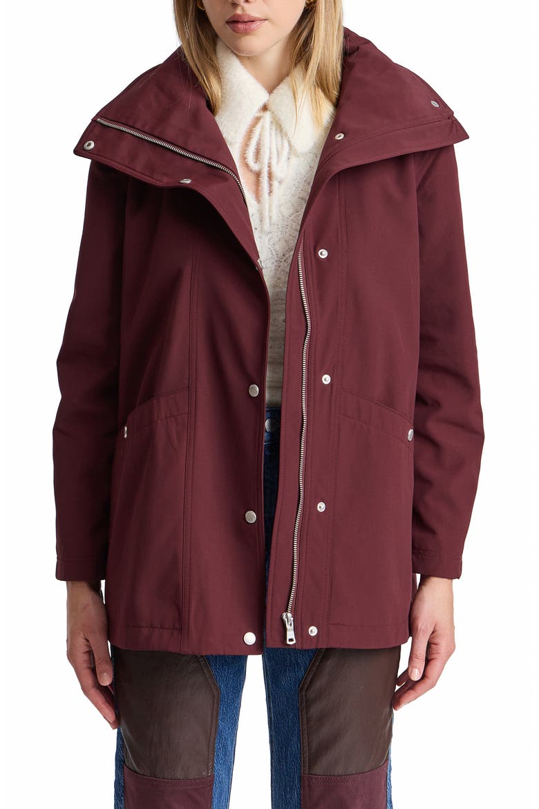 Funnel Neck Hood Rain Jacket, Alternate, color, PLUM