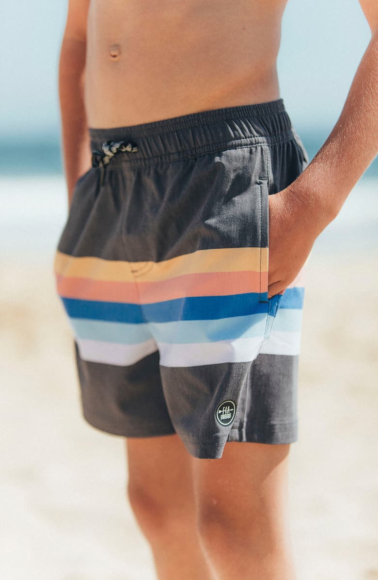 Feather 4 Arrow Kids' Vintage Stripe Volley Swim Trunks, Alternate, color, 