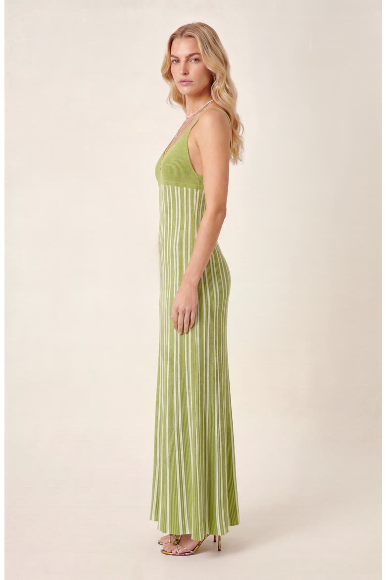 Sleeveless Knitted Striped Maxi Dress, Alternate, color, Green