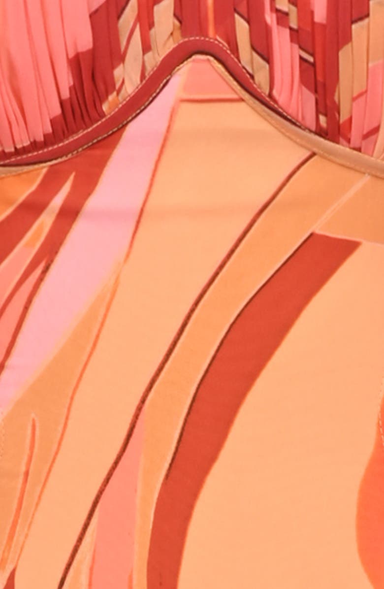 HOUSE OF CB Lumira Print Ruffle Gown, Alternate, color, Sunset Swirl Print