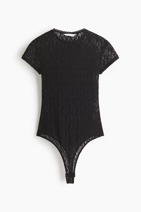 Lace-look Jersey Thong Body