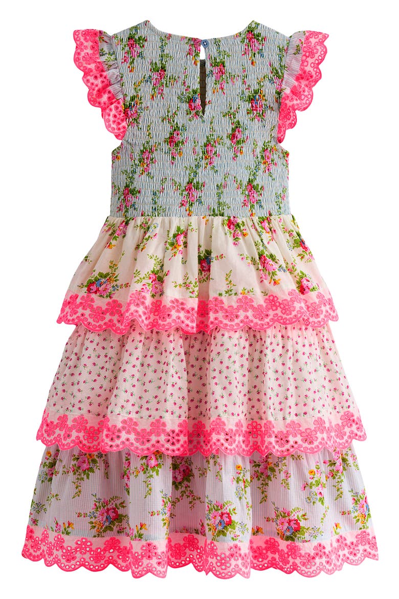 Kids' Tiered Lace Trim Dress, Alternate, color, FESTIVAL PINK DITSY ROSE