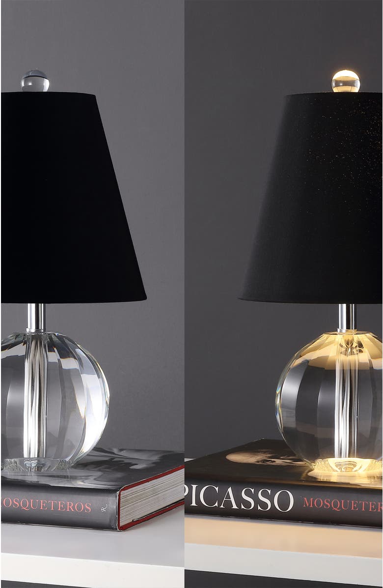 JONATHAN Y Goddard 16" Crystal Ball/Metal LED Table Lamp, Alternate, color, Clear/Black
