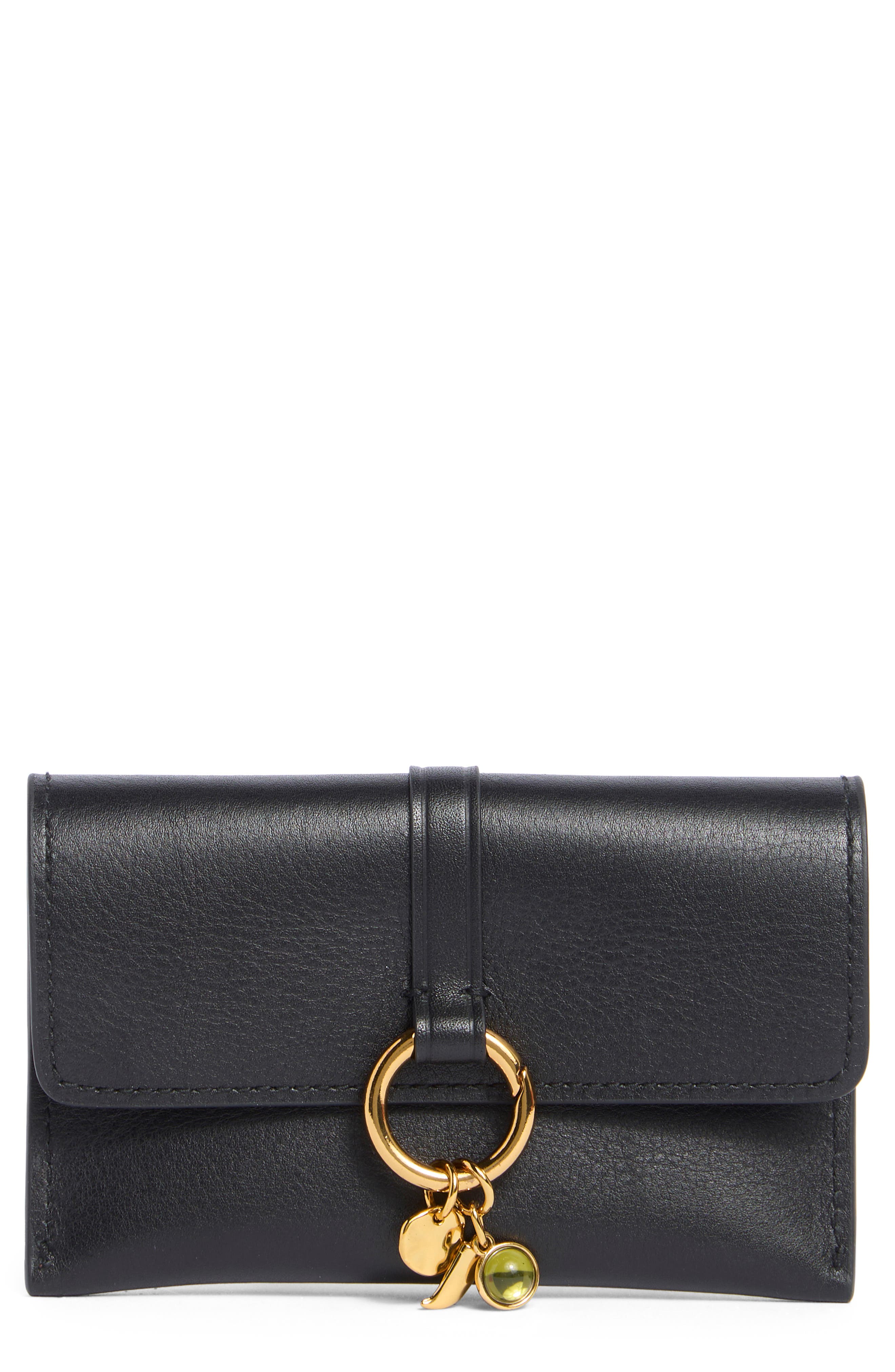 Charm Ring Leather Card Case