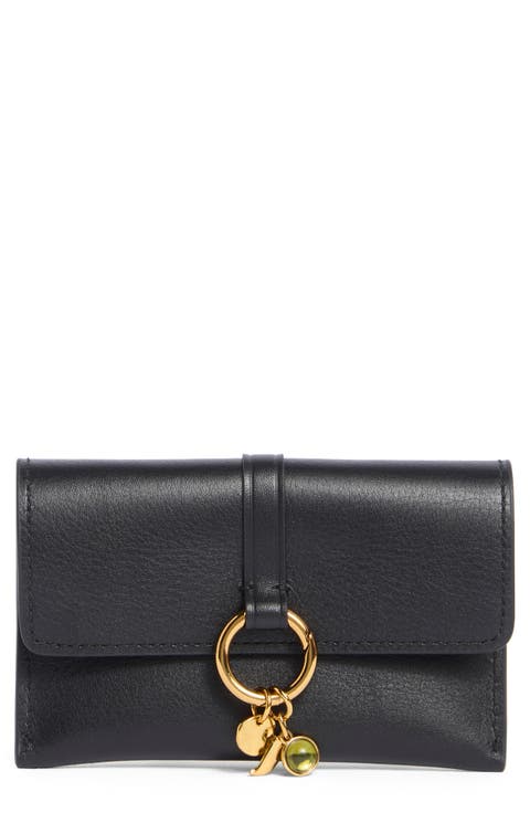 Charm Ring Leather Card Case