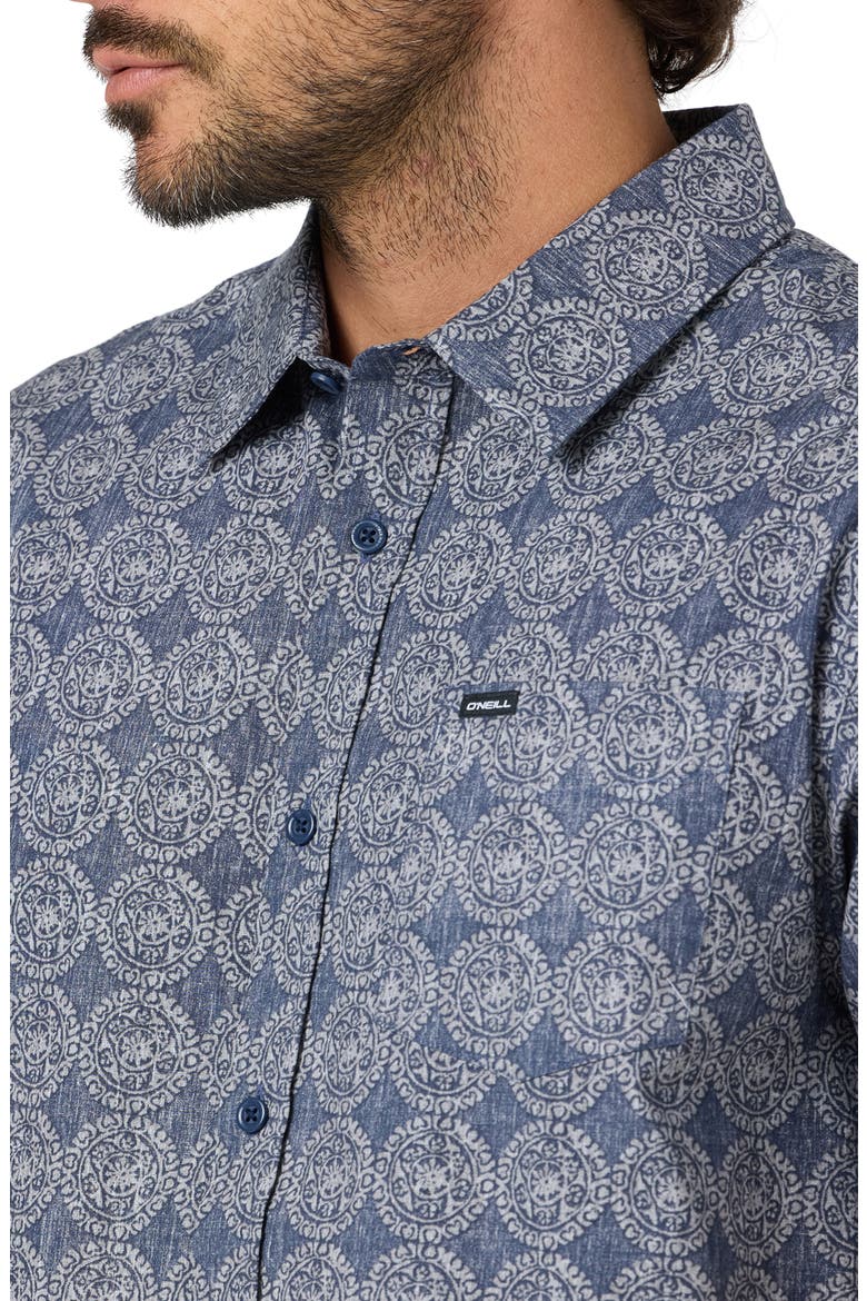 Terrace Standard Fit Short Sleeve Button-Up Shirt, Alternate, color, NAVY