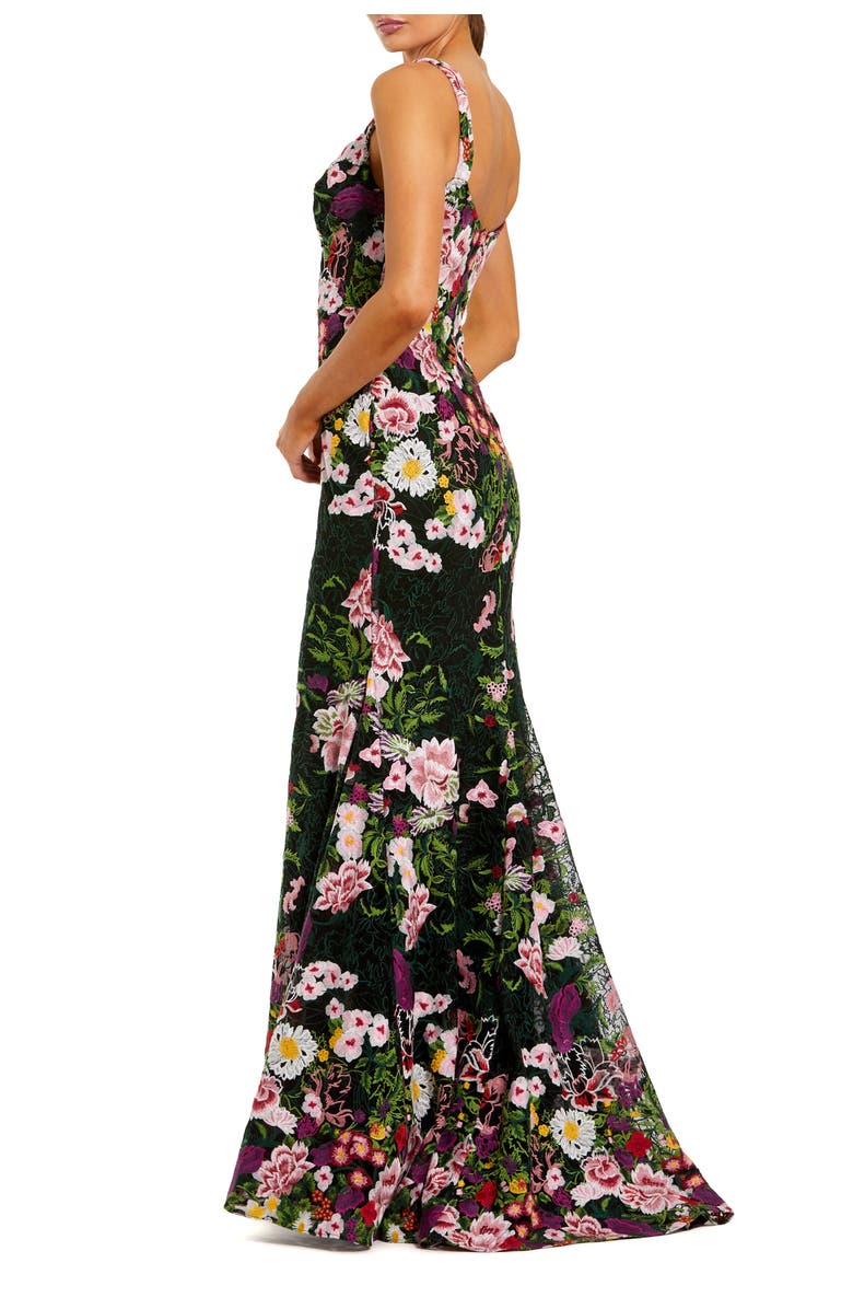 Mac Duggal Sleeveless Scoop Neck Embroidered Mermaid Gown, Alternate, color, Black Multi