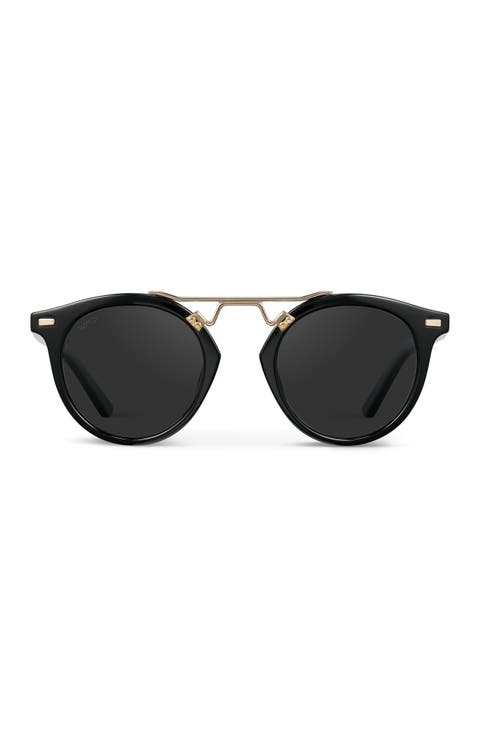 Skyler - 48mm Metal Bridge Round Polarized Sunglasses
