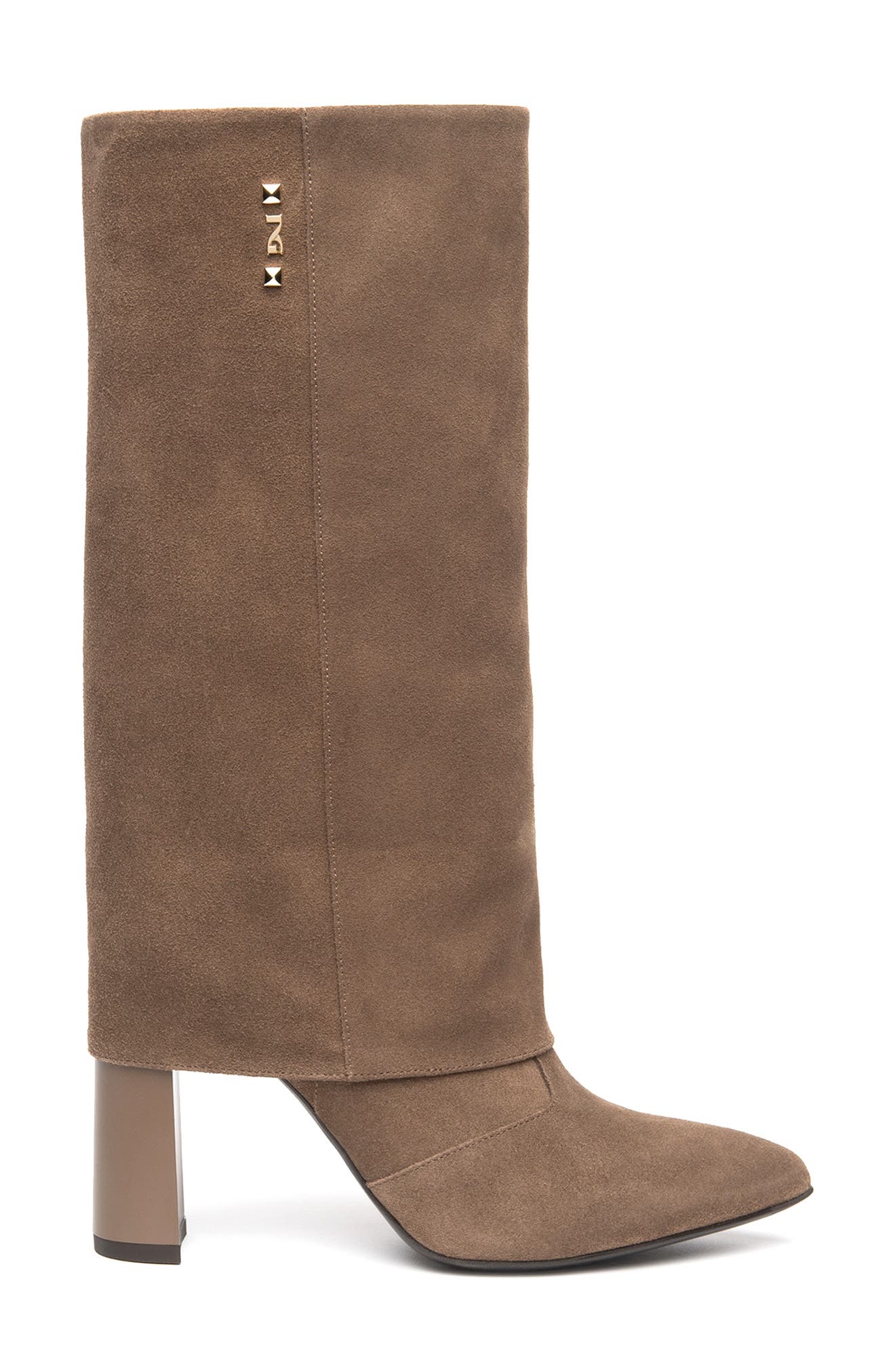 Pointed Toe Cuff Leather Boot, Main, color, BARK