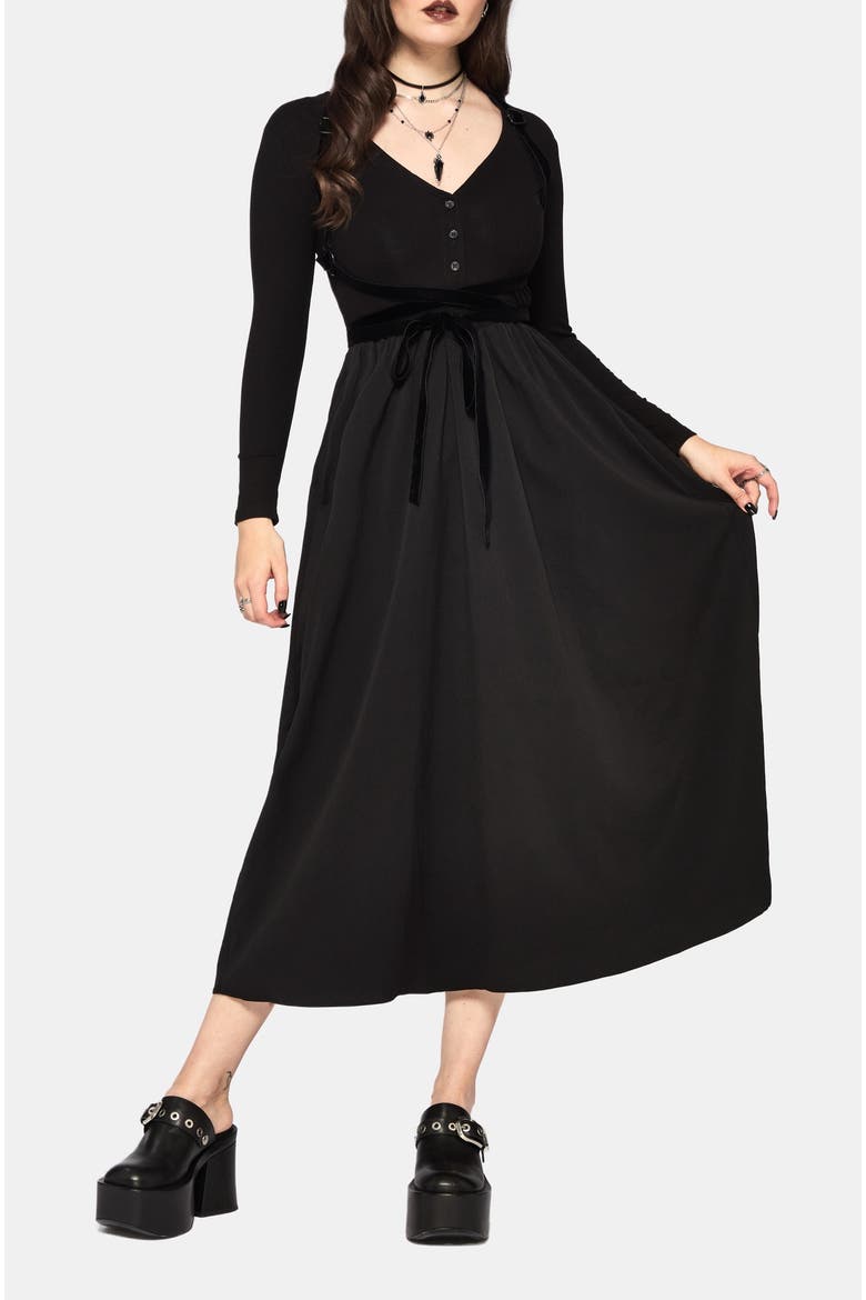 Torrent Button Up Midi Dress, Main, color, Black