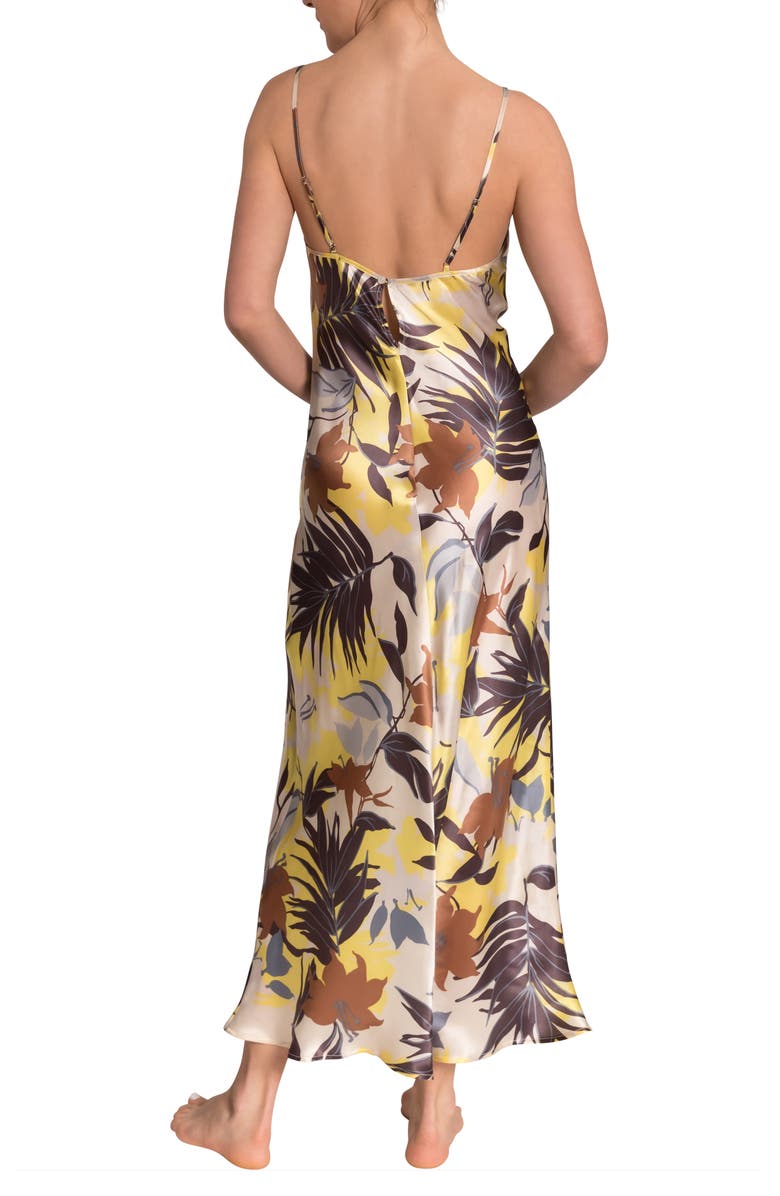 Everyday Ritual Angelina Plaid Satin Slip Nightgown, Alternate, color, Tropical Foliage