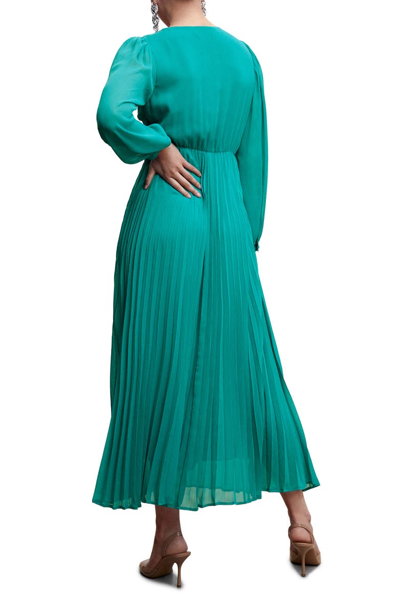 MANGO Pleated Long Sleeve Maxi Dress, Alternate, color, 