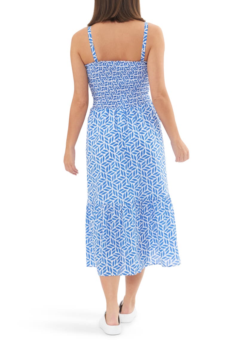 Capri Shirred Dress, Alternate, color, WHITE / LAPIS