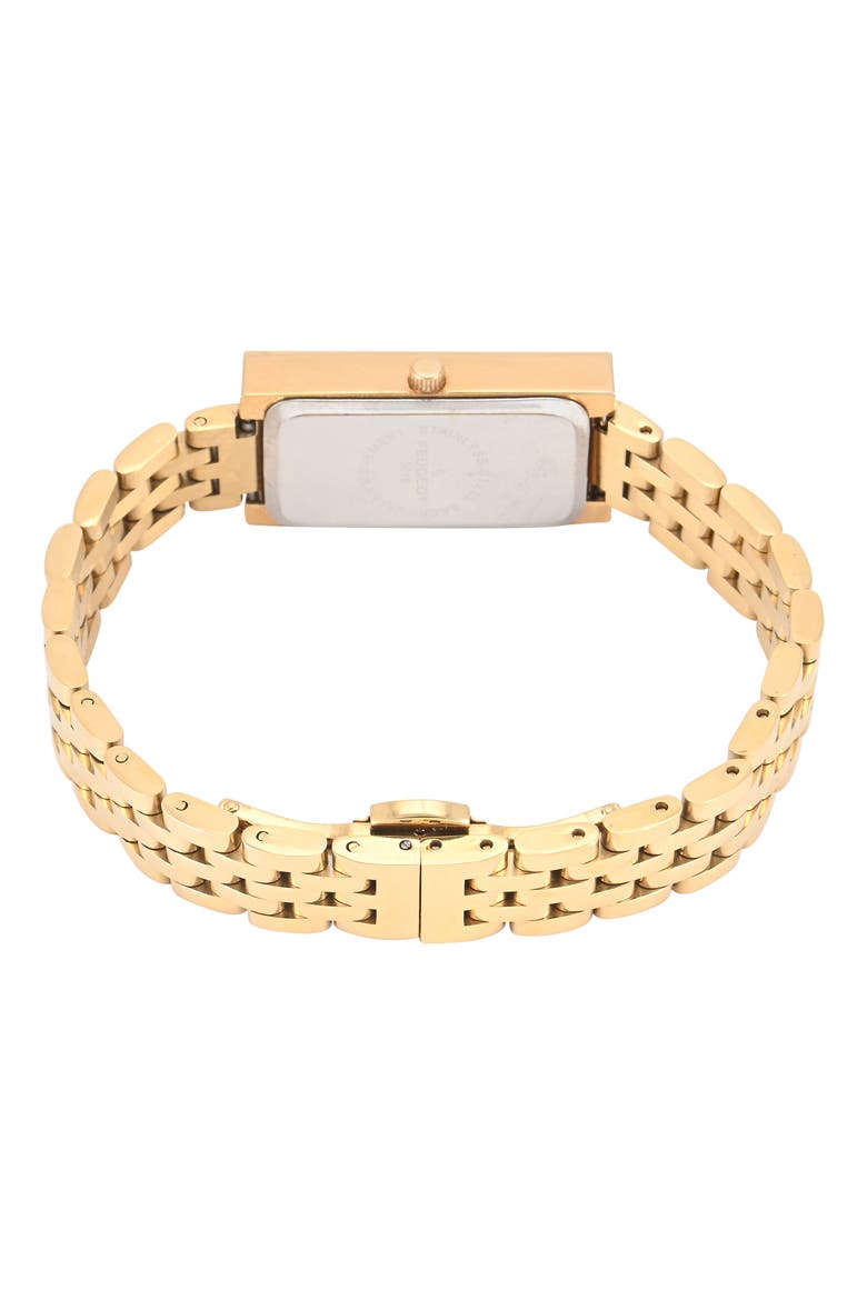 14K Gold-Plated Rectangular Stainless Steel Bracelet Watch- 35x20MM, Alternate, color, Black
