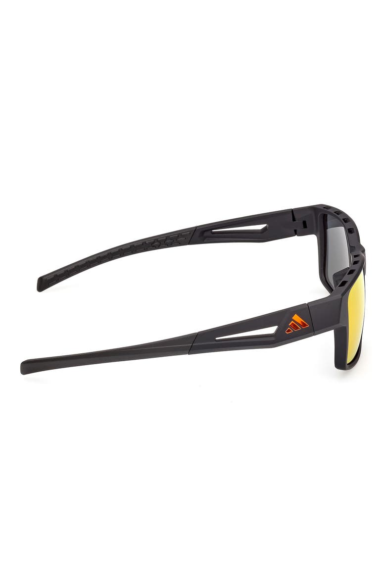 55mm Mirrored Rectangular Sunglasses, Alternate, color, MATTE BLACK / ROVIEX MIRROR