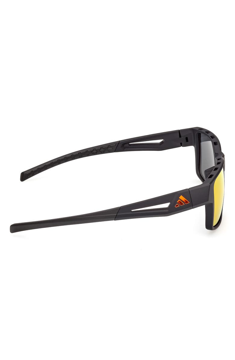 adidas 55mm Mirrored Rectangular Sunglasses, Alternate, color, Matte Black / Roviex Mirror