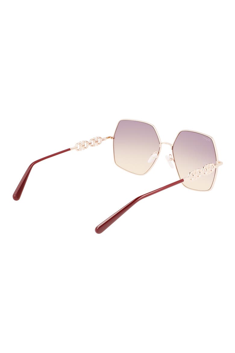 Gancini 61mm Gradient Rectangular Sunglasses, Alternate, color, ROSE GOLD/BORDEAUX