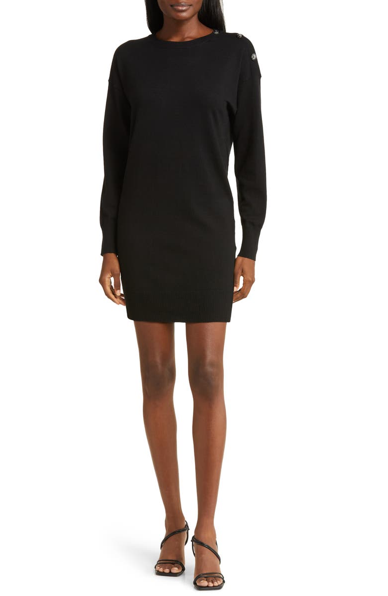 Steve Madden Madelyn Button Shoulder Long Sleeve Sweater Dress, Main, color,