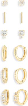 Chelsea28 Set of 6 Cubic Zirconia Stud & Huggie Hoop Earrings