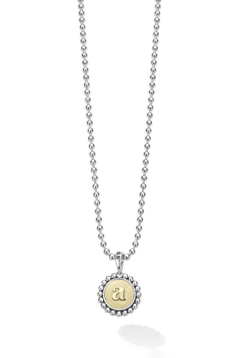 Signature Caviar Initial Pendant Necklace, Main, color, A TWO-TONE