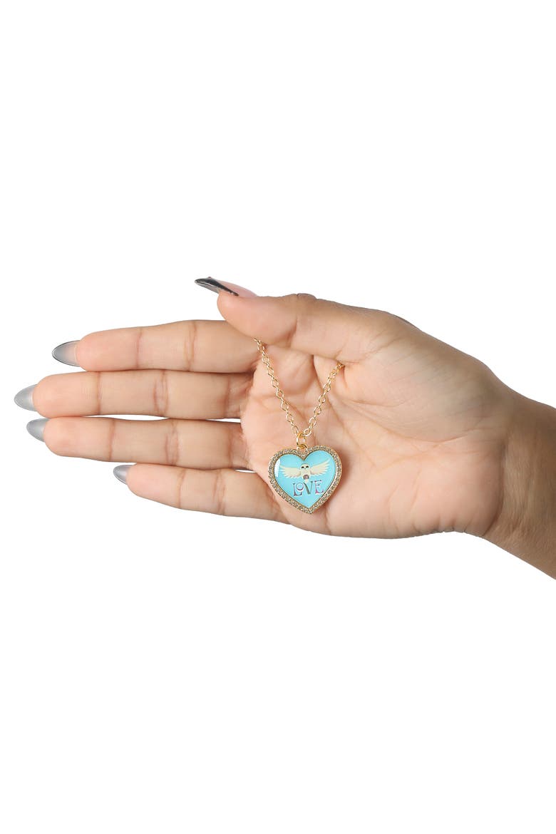 Hedwig Heart Necklace With Crystals, 16"+2", Alternate, color, Metallic Gold