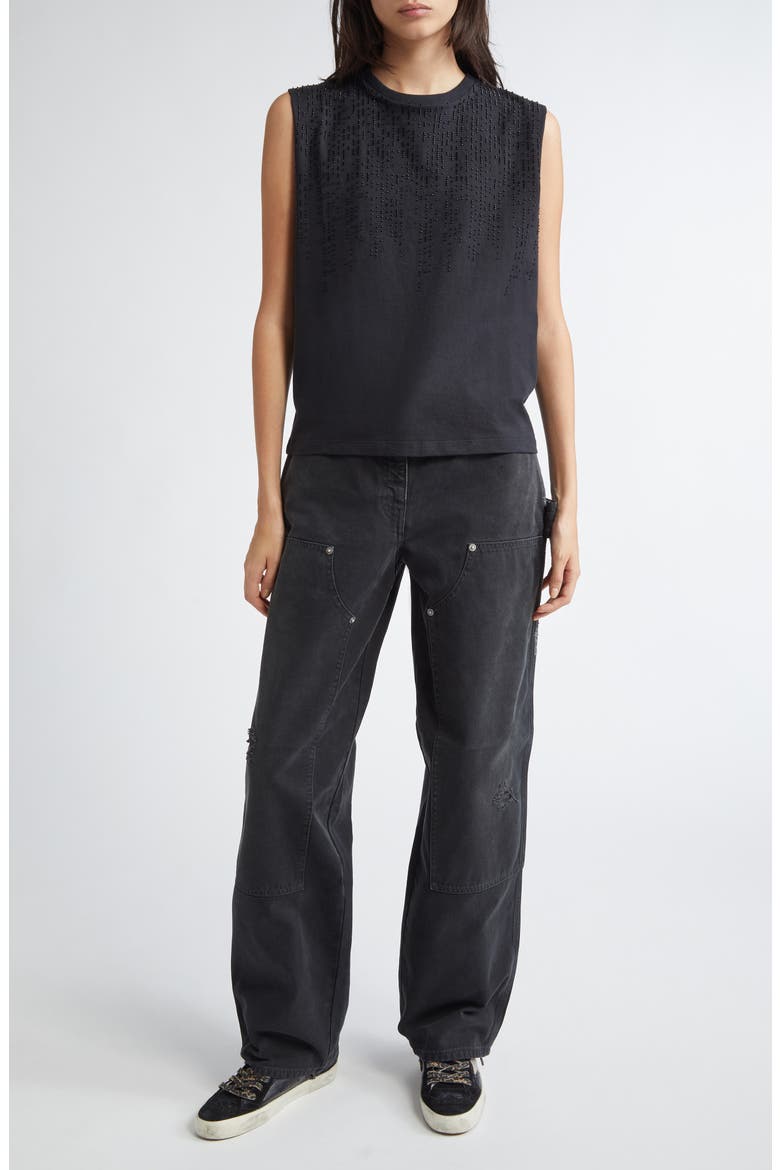 Journey Embellished Cotton Tank, Alternate, color, BLACK