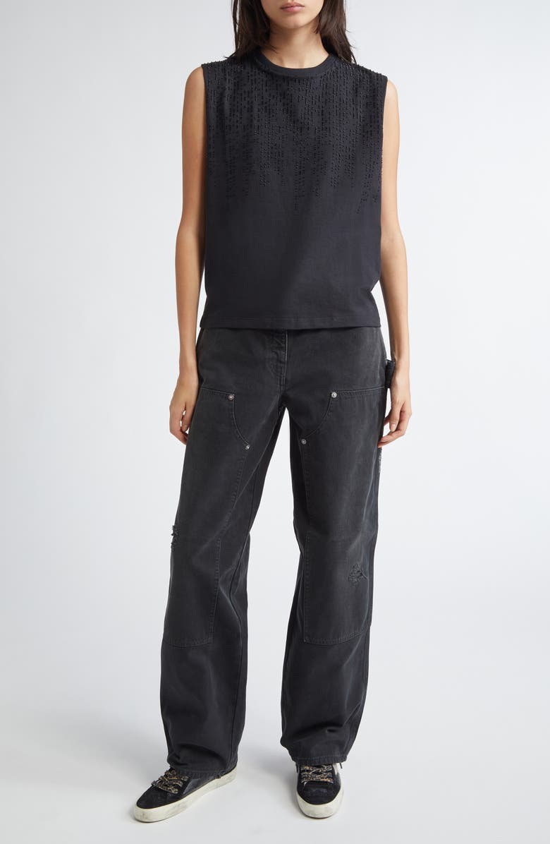 Golden Goose Journey Embellished Cotton Tank, Alternate, color, Black