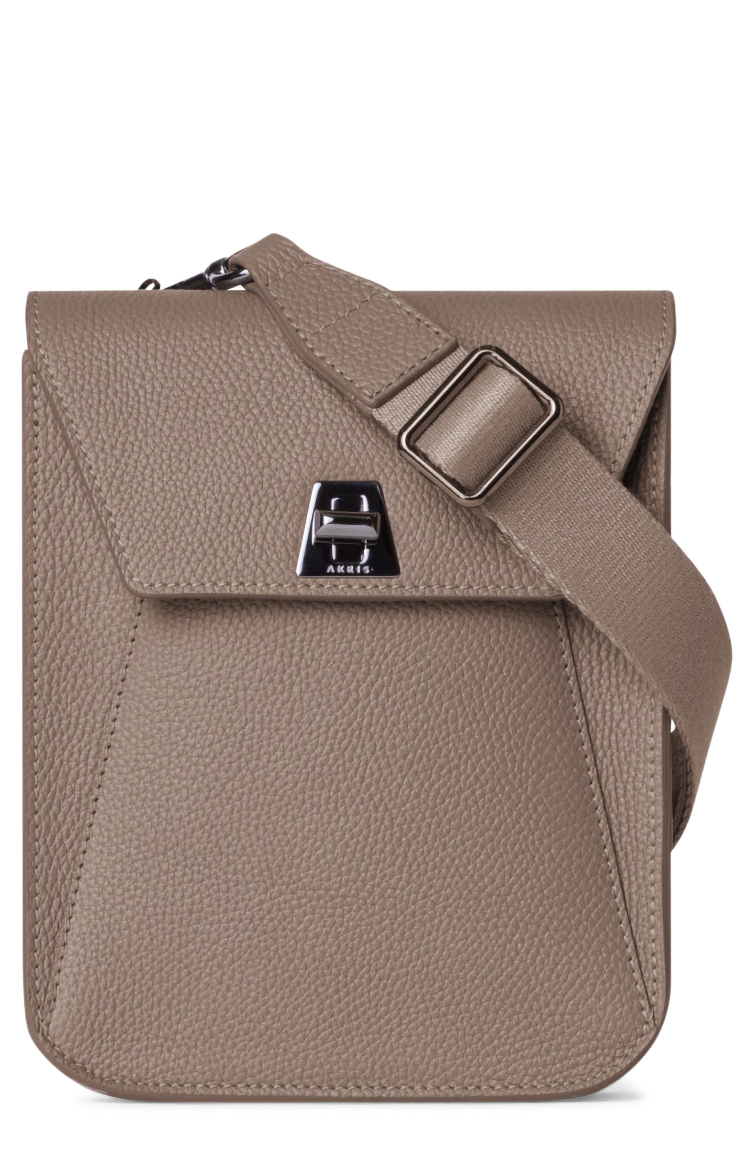 Akris Mini Anouk Leather Crossbody Bag, Main, color, Taupe