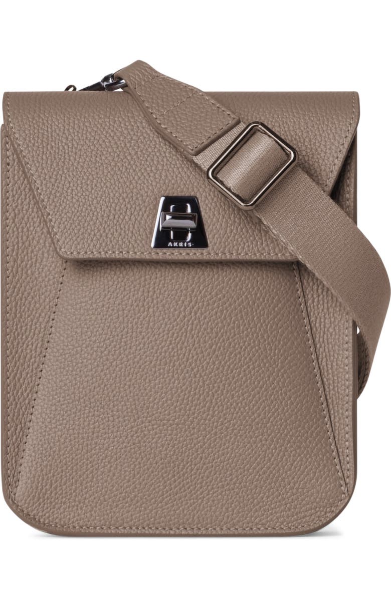 Akris Mini Anouk Leather Crossbody Bag, Main, color, Taupe