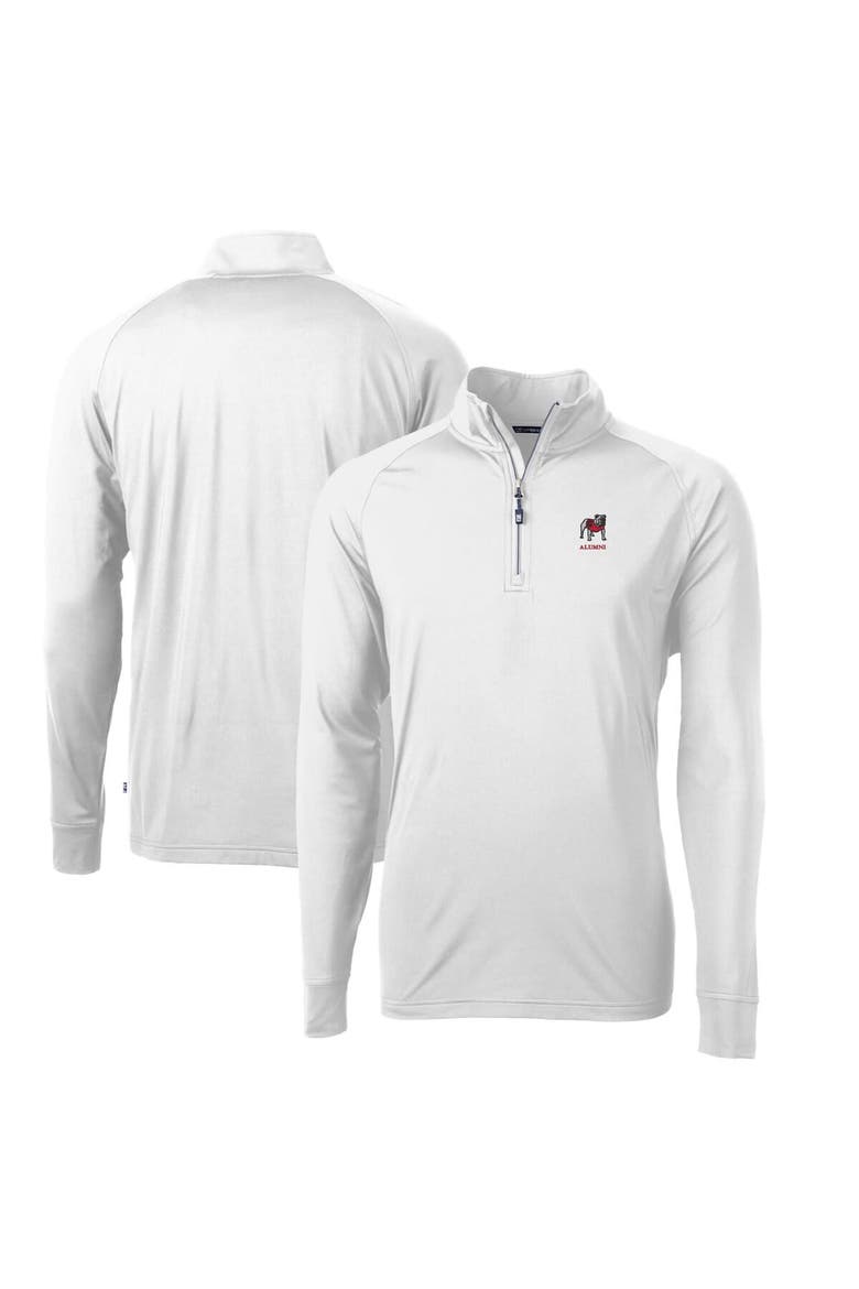Men's Cutter & Buck White Georgia Bulldogs Alumni Logo Adapt Eco Knit Stretch Recycled Quarter-Zip Top, Main, color, White