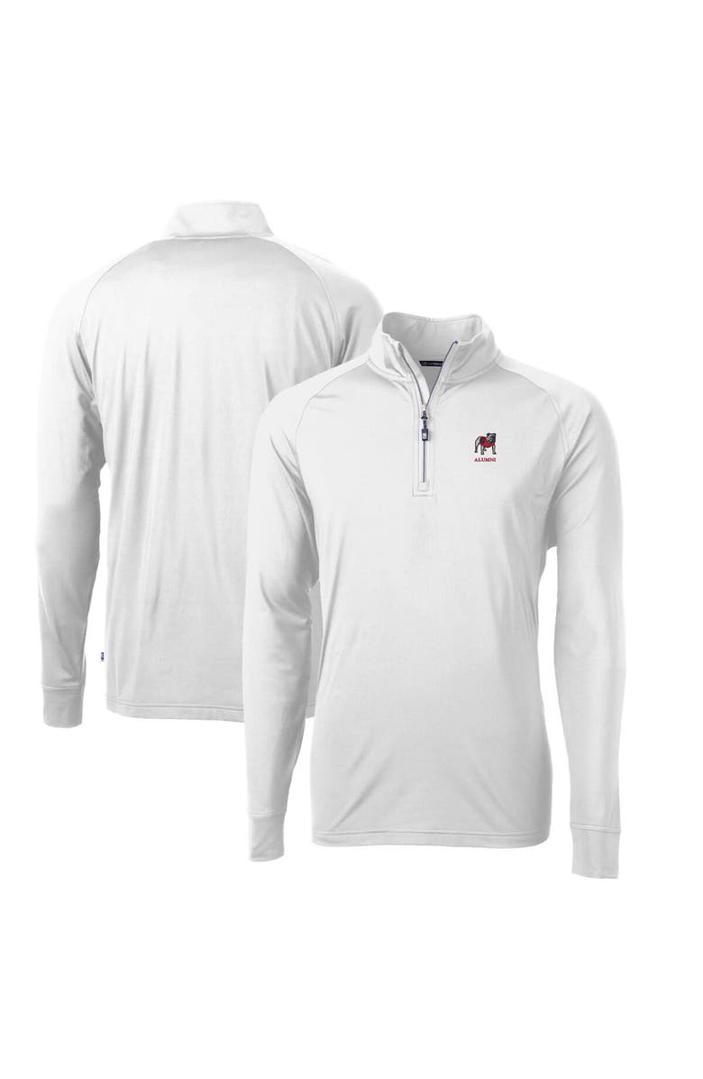 Cutter & Buck Men's Cutter & Buck White Georgia Bulldogs Alumni Logo Adapt Eco Knit Stretch Recycled Quarter-Zip Top, Main, color,