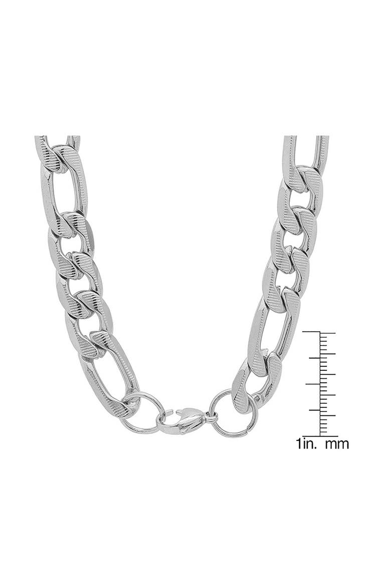 Men's Stainless Steel Figaro Link Necklace, Alternate, color, SILVER