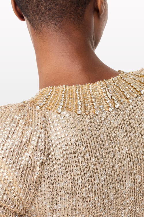 Jenny Packham Sisi Sequin-embellished Puff-sleeve Gown In Gold