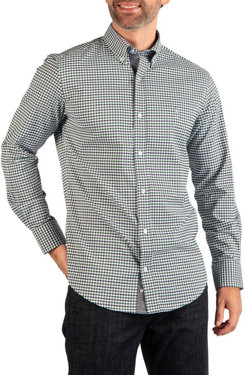 Regular Fit Gingham Long Sleeve Performance Shirt