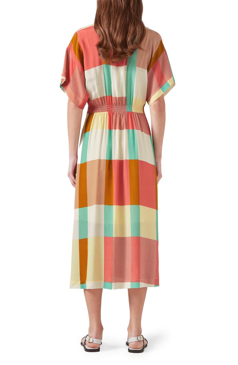 LK Bennett Izzy Block Print Midi Shirtdress, Alternate, color, Rose