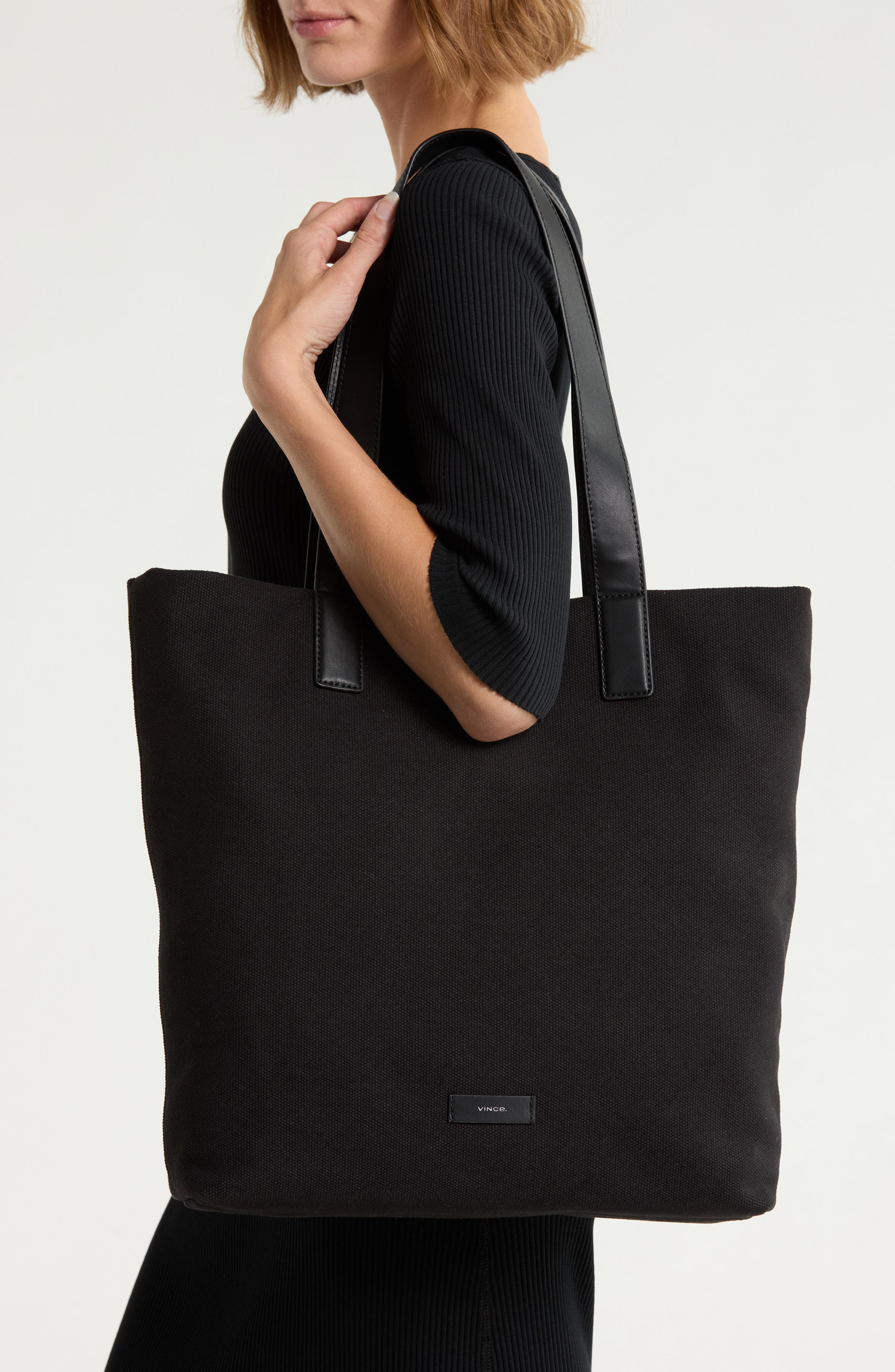 The Larkin Tote Bag, Alternate, color, BLACK CANVAS