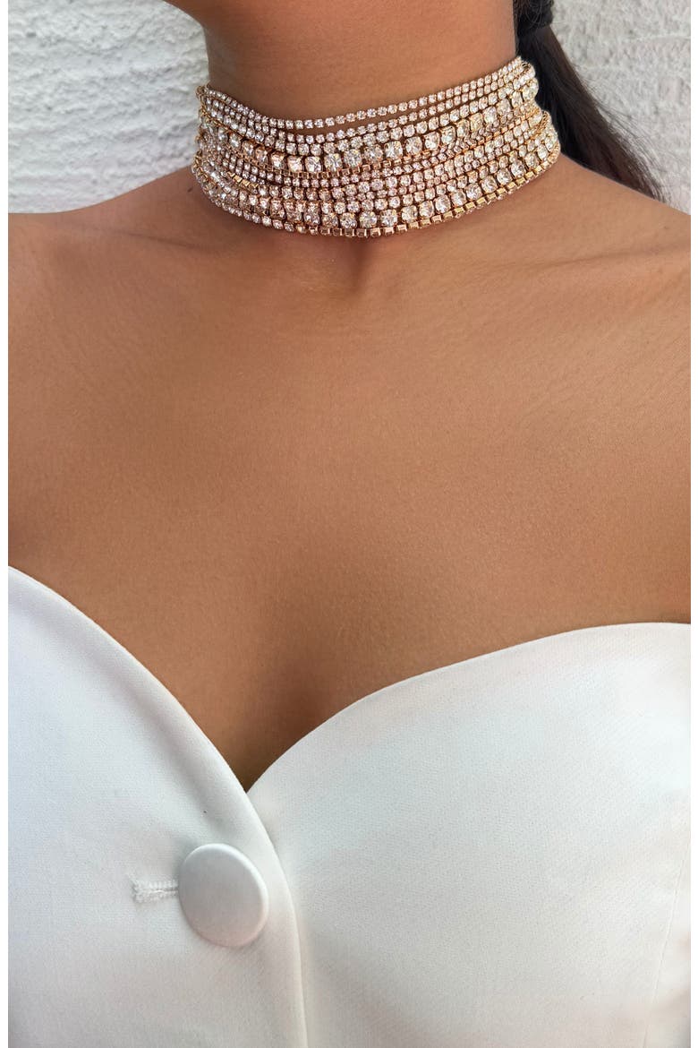 Crystal Layered Choker Necklace, Alternate, color, GOLD