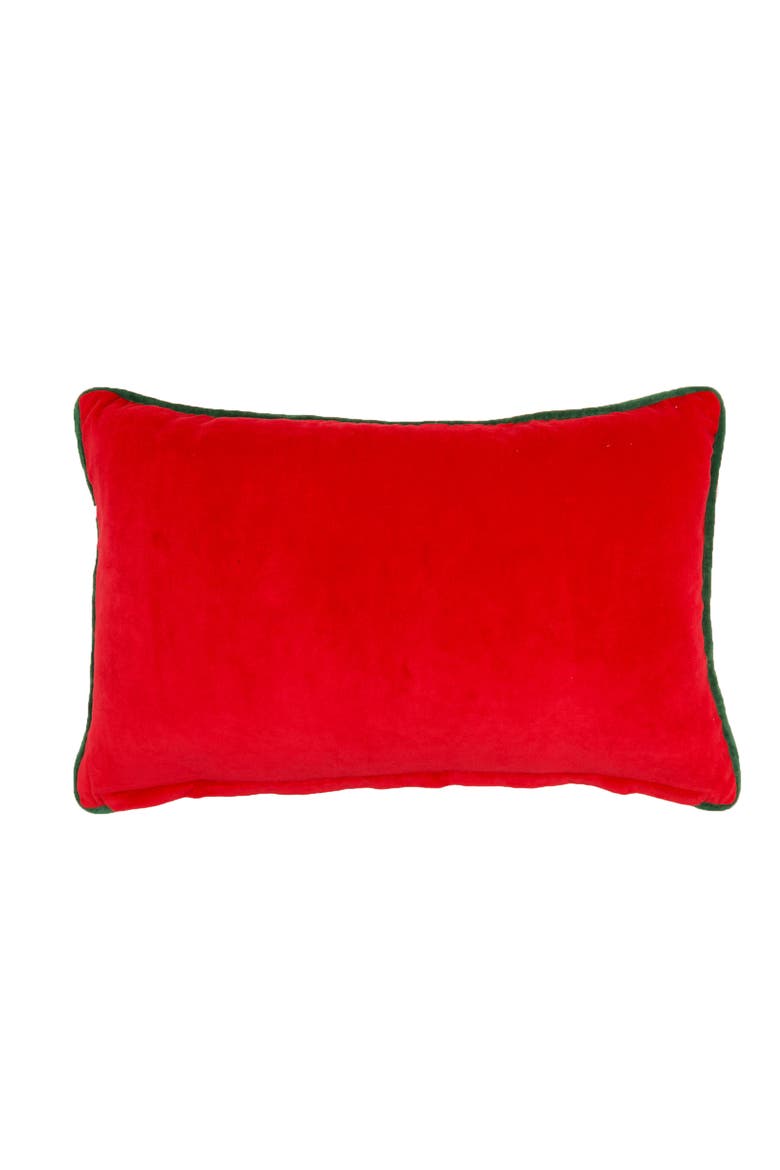 Merry And Bright Holly Berry Tufted Festive Lumbar Throw Pillow 14" x 22", Alternate, color, White