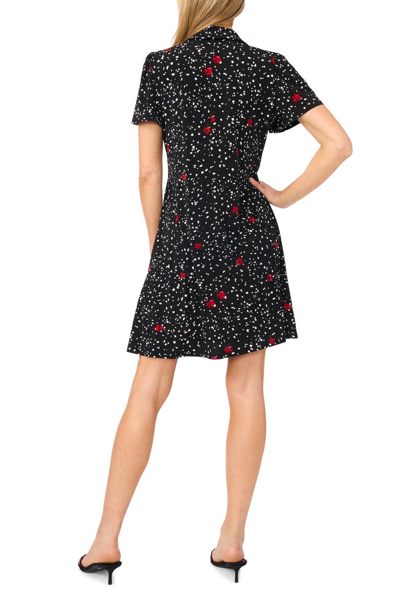 Print Knit Polo Dress, Alternate, color, RICH BLACK
