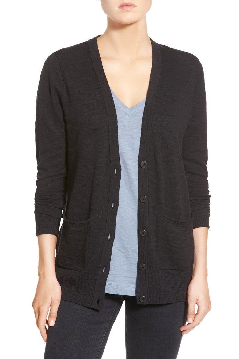 'Logan' Patch Pocket Cardigan, Main, color, TRUE BLACK