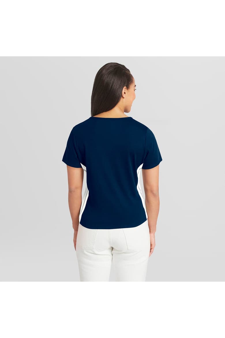 Women's WEAR by Erin Andrews  Navy New York Yankees Notch Neck Cropped T-Shirt, Alternate, color, Navy