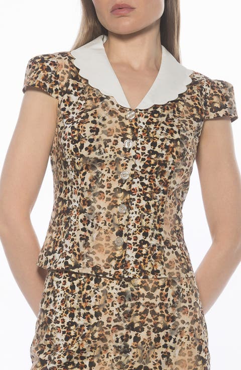 Gulianna Scallop Collar Button-Up Top