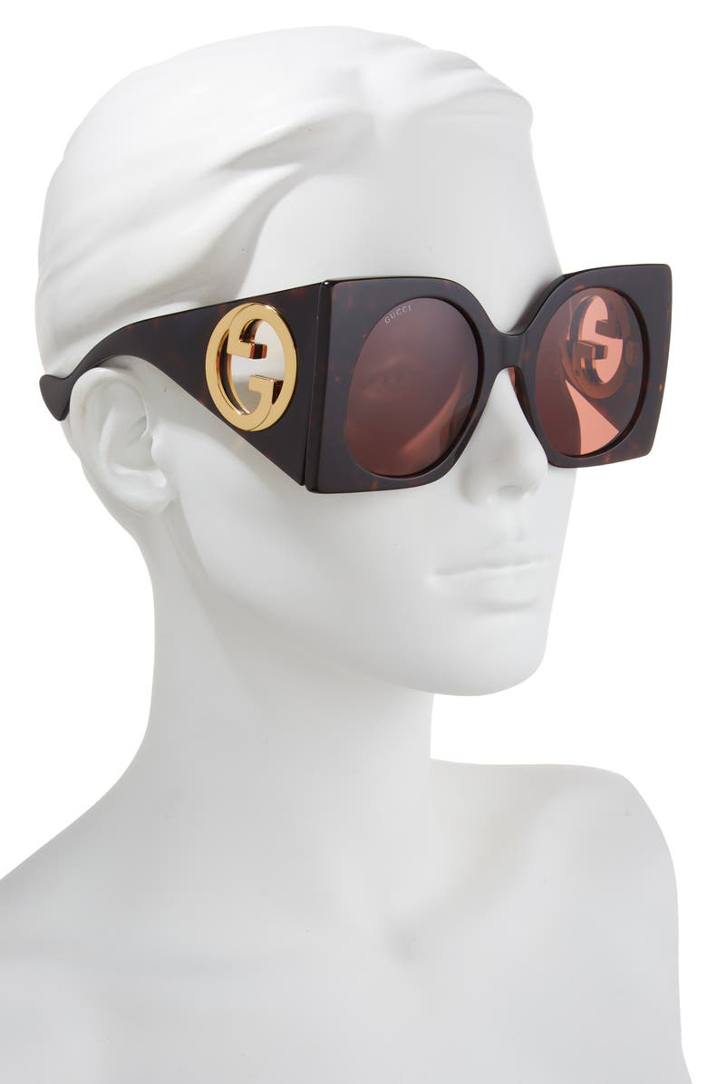 Gucci 55mm Square Sunglasses, Alternate, color, Havana Havana Brown