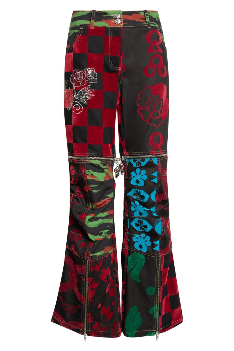 Bevo Patchwork Jeans, Main, color, BLACK MULTI